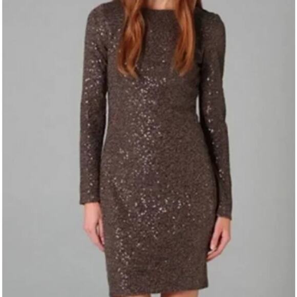 Alice + Olivia Nala Sequined Dress in Chocolate (Brown) Size S - Picture 1 of 12